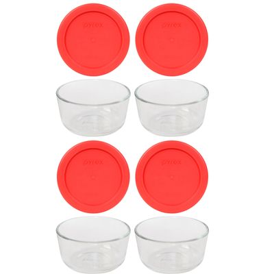Pyrex Simply Store 8-Piece Glass Food Storage Set (4 vessels and 4 lids), standard packaging