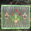 Tiffany Stained Glass Transom Window Panel Fleur De Lis 32" x 16" view 1