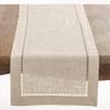 Saro Lifestyle Poly and Linen Blend Hemstitched Table Runner with Hemstitch Border, 16"x72", Natural view 1