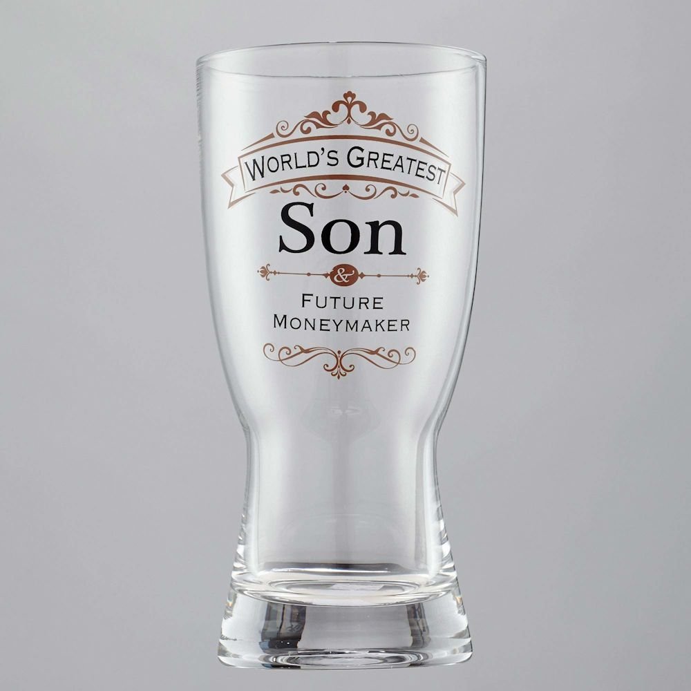 Enesco Insignia Son Glass Beer Pilsner, 7.375", Multicolor