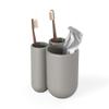 Umbra Touch Toothbrush Holder and Toothpaste Organizer - Modern Bathroom Storage with Three Comparments, Grey view 1