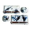 MIYA Blue Splash Sushi Plates for 2 - Modern Ceramic Glazed Rectangular Sushi Plates view 1