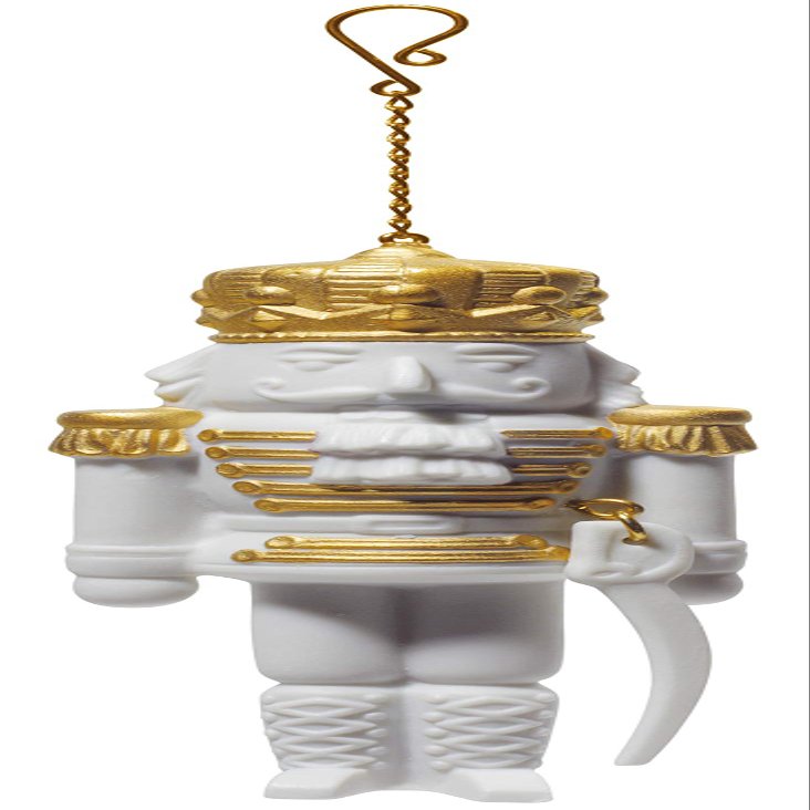 LLADR Nutcracker Christmas Ornament. Golden Lustre. Porcelain Christmas Ornament.