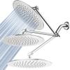 AquaSpa 9-inch Round Rain Shower Head (180 degrees Adjustable) PLUS HotelSpa 11 Inch Solid Brass Height/Angle Adjustable Extension Arm view 1
