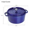 Staub Cast Iron 4-qt Round Cocotte - Dark Blue, Made in France view 3