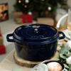 Staub Cast Iron 4-qt Round Cocotte - Dark Blue, Made in France view 4