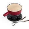 Swissmar Lugano Cast Iron Cheese Fondue Set, 9-Piece, 2 QT / 2 L - Ideal for Melting Cheese, Chocolates, Caramel, & More - Perfect for Kitchen Collection & Gift Giving - Cherry Red view 1