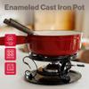 Swissmar Lugano Cast Iron Cheese Fondue Set, 9-Piece, 2 QT / 2 L - Ideal for Melting Cheese, Chocolates, Caramel, & More - Perfect for Kitchen Collection & Gift Giving - Cherry Red view 2