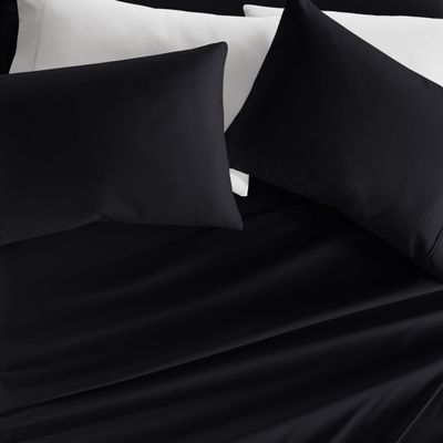 Linen Market Brushed Microfiber Queen Sheet Set 4 Piece Oeko-TEX Certified Ultra Soft & Wrinkle-Free - 16" Deep Pocket Sheets - Easy Care Queen Size - Black