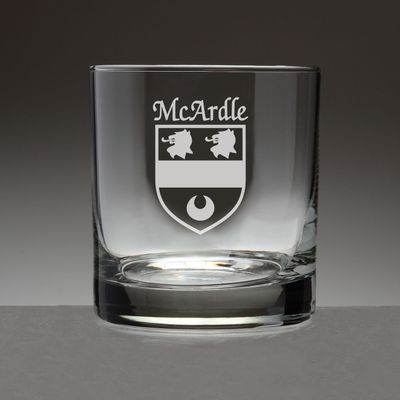 McArdle Irish Coat of Arms Tumbler Glasses - Set of 4 (Sand Etched)