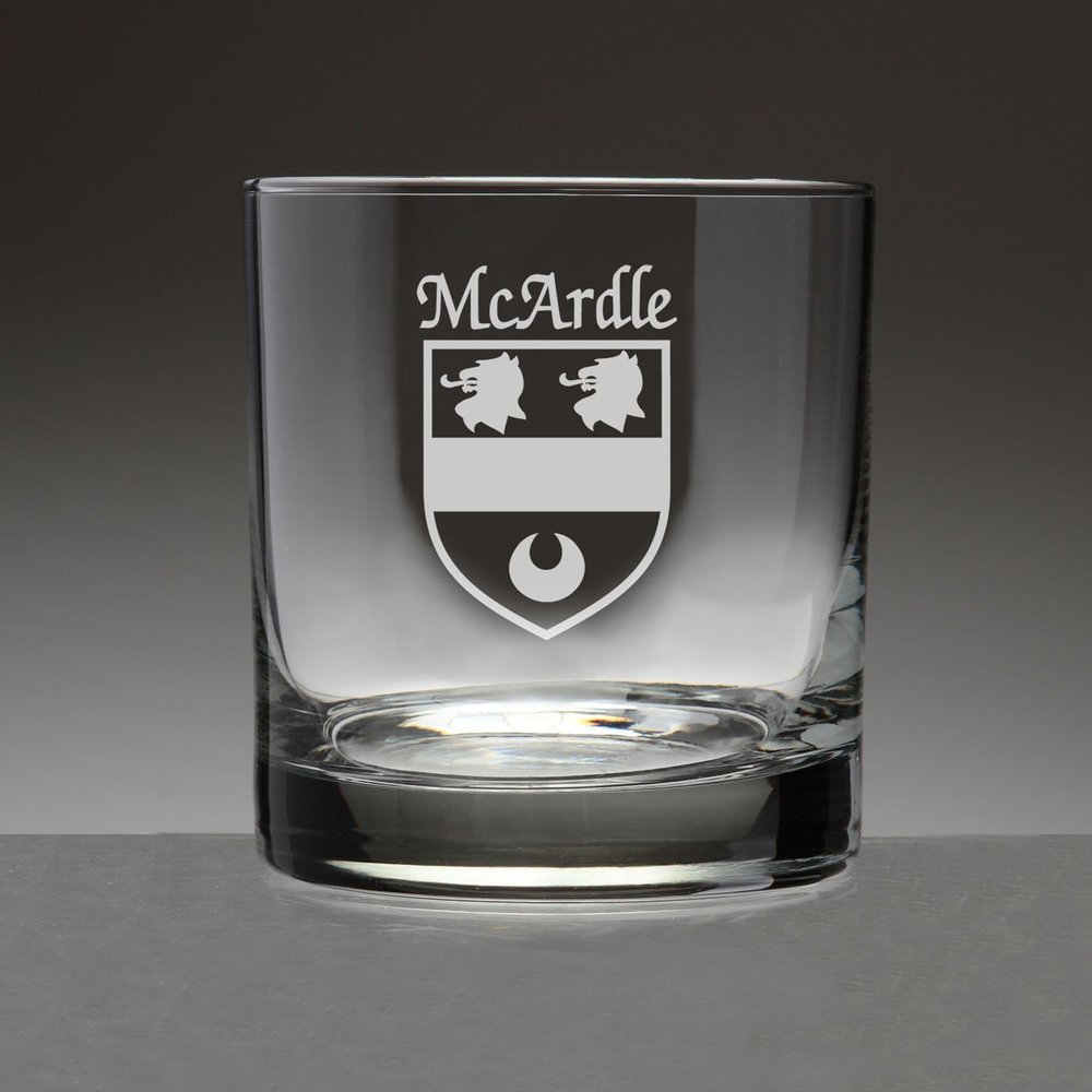 McArdle Irish Coat of Arms Tumbler Glasses - Set of 4 (Sand Etched)