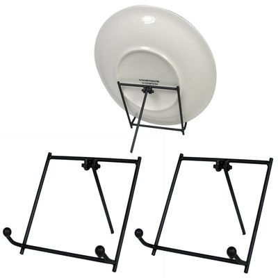 Black Metal Folding Easels - Tabletop Display Stands for Plaques, Tiles, Photos, Books and Canvas Art - Very Stable Style - Set of 3-4" H x 3.88" W
