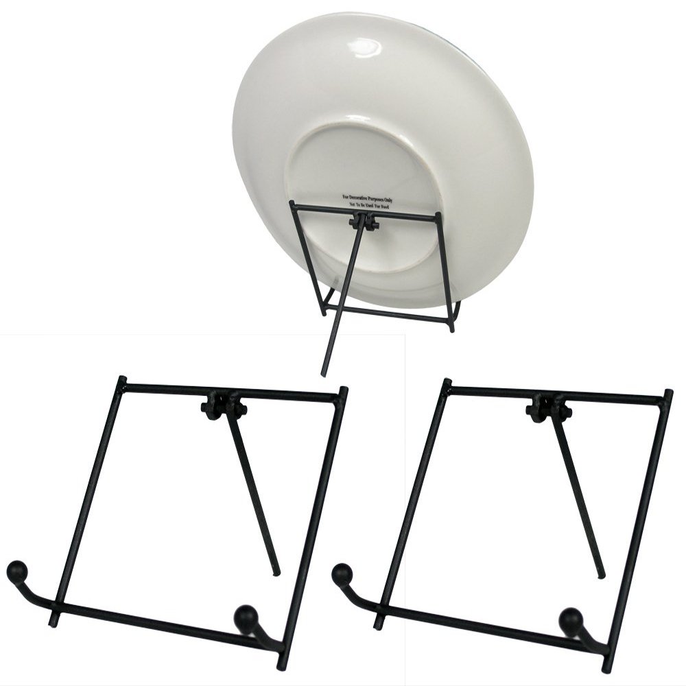 Black Metal Folding Easels - Tabletop Display Stands for Plaques, Tiles, Photos, Books and Canvas Art - Very Stable Style - Set of 3-4" H x 3.88" W