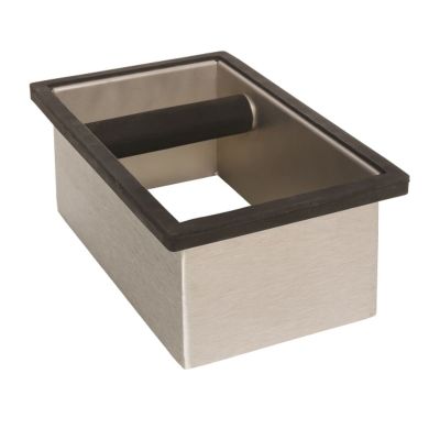 Rattleware Stainless Steel Open Bottom Knock Box Chute Heavy-Duty Espresso Puck Disposal Bin with Welded Rubber Bar Fits Coffee Stations, Caf, Restaurant, Hotel, or Home Use (9" x 5.5" x 4")