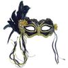 Bristol Novelty EM323 Metallic Eye Mask with Side Feather, Womens, Black, One Size Halloween Halloween view 1