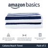 Amazon Basics 100% Cotton Terry Absorbent Cabana Stripe Pool & Beach Towels, Soft, Large, and Thick, 2-Pack, Navy Blue, 30 in x 60 in view 2