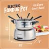 Nostalgia 6-Cup Electric Fondue Pot Set for Cheese & Chocolate - 6 Color-Coded Forks, Temperature Control - Stainless Steel Kitchen Gadgets and Appliances for Hors d'Oeuvres and More - Stainless Steel view 2