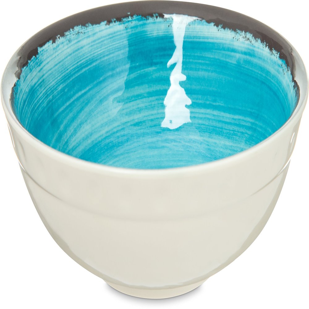 Carlisle FoodService Products Mingle Resuable Plastic Bowl Small Bowl with Pottery Style for Home and Restaurant, Melamine, 17 Ounces, Aqua, (Pack of 12)