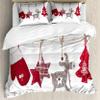 Ambesonne Christmas Duvet Cover Set, Traditional Xmas Celebration Items Hanging from Clothespins Retro, Decorative 3 Piece Bedding Set with 2 Pillow Shams, King Size, Red Cream Tan view 1