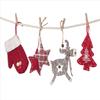 Ambesonne Christmas Duvet Cover Set, Traditional Xmas Celebration Items Hanging from Clothespins Retro, Decorative 3 Piece Bedding Set with 2 Pillow Shams, King Size, Red Cream Tan view 2