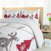 Ambesonne Christmas Duvet Cover Set, Traditional Xmas Celebration Items Hanging from Clothespins Retro, Decorative 3 Piece Bedding Set with 2 Pillow Shams, King Size, Red Cream Tan view 4