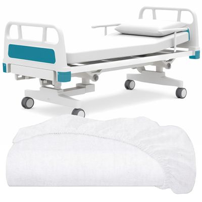 White Classic Fitted Hospital Bed Sheets, Cotton Fitted Sheet with 200 Thread Count, Soft Standard Sheets for Hospital Bed Size: 36" x 80" x 9"