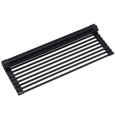 Kraus Multipurpose Over-Sink Roll-Up Dish Drying Rack, Colander and Trivet in Black, KRM-10BLACK