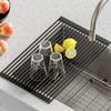 Kraus Multipurpose Over-Sink Roll-Up Dish Drying Rack, Colander and Trivet in Black, KRM-10BLACK view 2