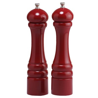 Chef Specialties 10 Inch Imperial Pepper Mill and Salt Mill Set - Candy Apple Red - Made in USA