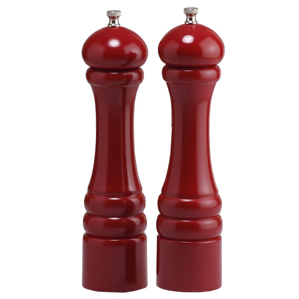 Chef Specialties 10 Inch Imperial Pepper Mill and Salt Mill Set - Candy Apple Red - Made in USA