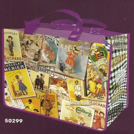 FRENCH SHOPPING TOTE BAG AMBIANCE RETRO AD PElE MELE CHOCOLATE CAKE