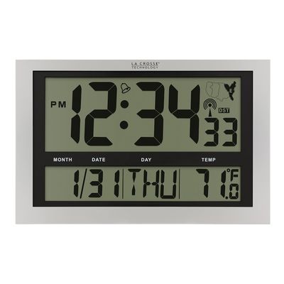 La Crosse Technology Atomic Wall/Table Clock, Plastic, 10.75-inch H x 16.75-inch W x 1.38-inch D (513-1211)
