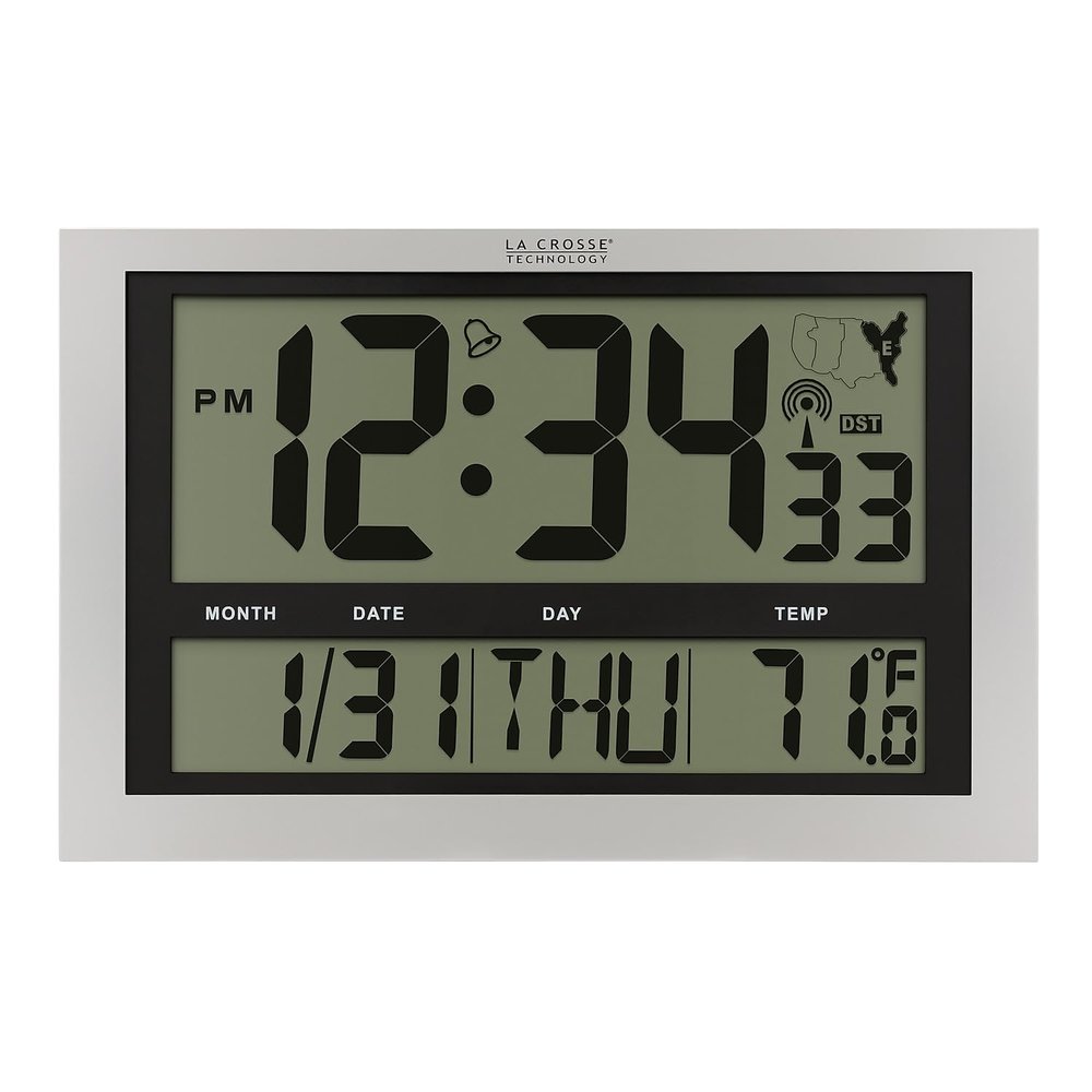 La Crosse Technology Atomic Wall/Table Clock, Plastic, 10.75-inch H x 16.75-inch W x 1.38-inch D (513-1211)