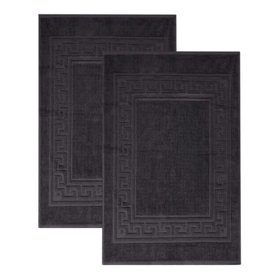 Superior Heavyweight Cotton Bath Mats, Bath Rugs For Bathroom Accessories, Washable Rug For Shower, Bath, Toilet, Modern Decor, No Backing, Luxury Hotel And Spa Quality, Set of 2, 22" x 35", Black
