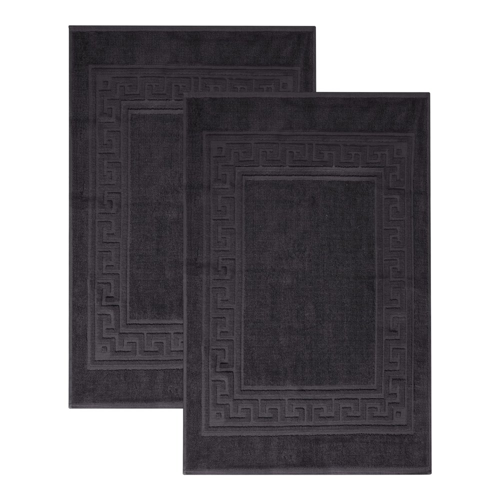 Superior Heavyweight Cotton Bath Mats, Bath Rugs For Bathroom Accessories, Washable Rug For Shower, Bath, Toilet, Modern Decor, No Backing, Luxury Hotel And Spa Quality, Set of 2, 22" x 35", Black