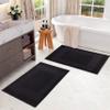 Superior Heavyweight Cotton Bath Mats, Bath Rugs For Bathroom Accessories, Washable Rug For Shower, Bath, Toilet, Modern Decor, No Backing, Luxury Hotel And Spa Quality, Set of 2, 22" x 35", Black view 2
