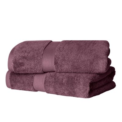 Superior Egyptian Cotton Pile Bath Towel Set of 2, Ultra Soft Luxury Towels, Thick Plush Essentials, Absorbent Heavyweight, Guest Bath, Hotel, Spa, Home Bathroom, Shower Basics, Plum
