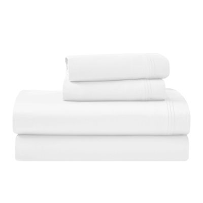 Superior Egyptian Cotton 4 Piece Sheet Set, Luxury 1000 Thread Count, Modern Design, Sustainable Sheets, Ultra-Soft Basics, Solid, Deep Pocket Fitted Sheet, Flat Sheet, Pillowcases, Queen, White