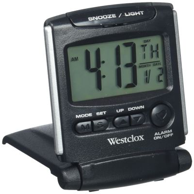 Westclox 72028 Travel Alarm Clock, Bluelight LCD