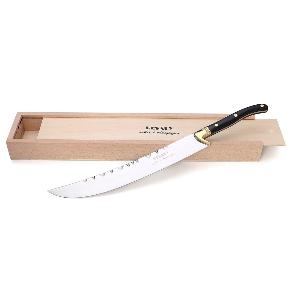 Resafy Champagne Saber Sparkling Wine Opener Champagne Knife Sword Opener With Wooden Gift Case Perfect for Celebrations Party and Make Great Gifts