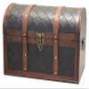Vintiquewise Wooden Leather Treasure Chest Vintage Trunk, Small Storage Chest, Mini Memory Suitcase Storage Box, Keepsake Box, Pirate Decor Chest view 1