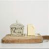 Creative Co-Op Country Stoneware Butter Dish with Lid, "Spread the Love" Message, and Farm Line Drawing, White and Black, Food, Microwave, and Dishwasher Safe view 2