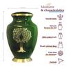 Trupoint Memorials Cremation Urns for Human Ashes, Tree of Life Decorative Burial Urn for Adult Men and Women, Large Green view 2