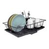 Home Basics Dish Drying Rack (Black) Dish Drainers for Kitchen Counter | with Sloping Tray and Utensil Holder | Big Dish Drying Rack view 1