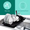 Home Basics Dish Drying Rack (Black) Dish Drainers for Kitchen Counter | with Sloping Tray and Utensil Holder | Big Dish Drying Rack view 3