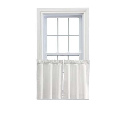 Ellis Curtain Stacey Sheer 56-by-36 Inch Tailored Tier Pair Curtains, Ice Cream, 56x36