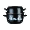 KitchenCraft Mussel Pot, World of Flavours, Enamel Dual-Purposed Lid, Medium 18 cm (6.5''), Black view 1
