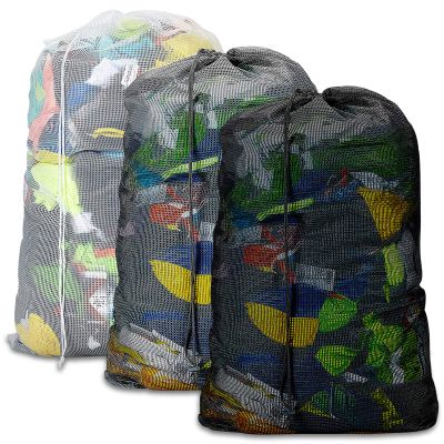Dalykate Mesh Laundry Bags, 24" x 36", Heavy Duty with Reinforced Handles, Foldable & Portable, Drawstring Closure, 3-Pack Mixed Colors