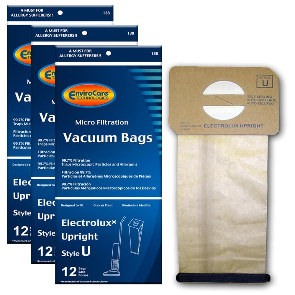 EnviroCare Replacement Micro Filtration Vacuum Cleaner Dust Bags made to fit Electrolux Upright Style U Aerus, Epic, ProTeam Prolux, Discovery, Genesis, 2500, 3500, 4000, 6000 36 Pack