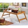 Furniture Creations Compact Bamboo Wood Bed Breakfast Food Serving Tray view 2